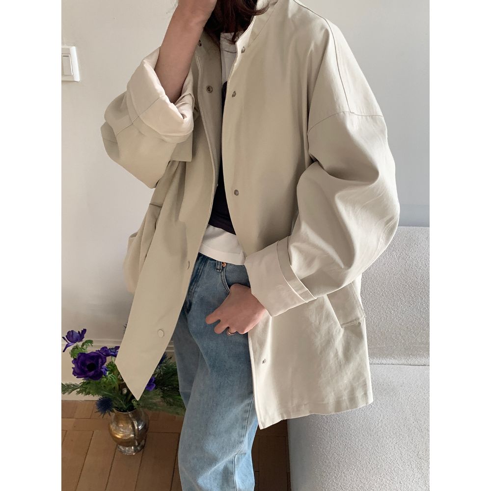 Stand Collar Windbreaker Jacket Loose Coat